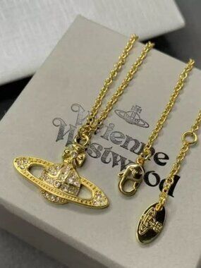 Vivienne Westwood Gold Crystal Orb Pendant Necklace